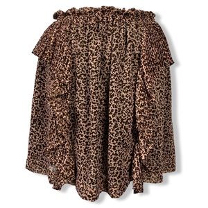 Topshop Leopard Print Skirt, Cascading Micro Pleats, Animal Print, Elastic Waist